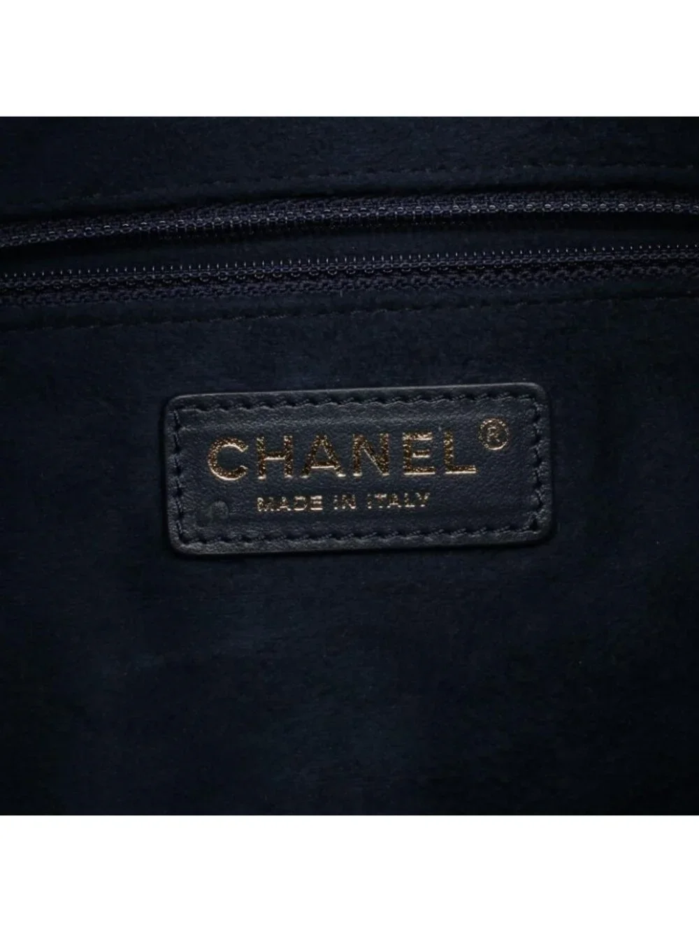 Chanel Shoulder Bag Deauville Navy Leather Logo Studs Drawstring
